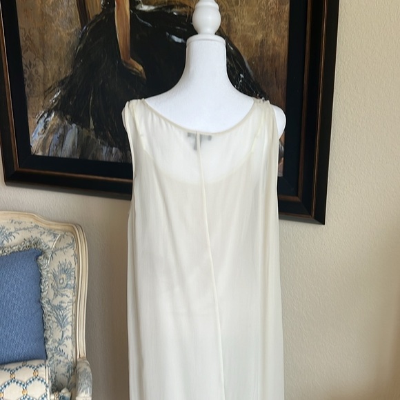 Like New Eileen Fisher Bone Color Silky Angled Dress Size L - Picture 6 of 9